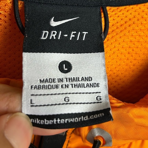 VTG Y2K Nike NR Jacket Men L center Swoosh Running Dri-Fit Orange Black Full-Zip - Picture 5 of 16